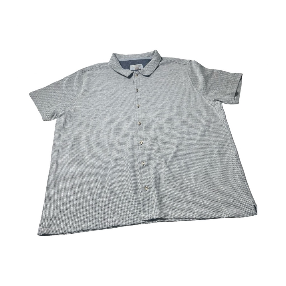 Carbon 2 Cobalt Mens XXL Grey Blue Textured Knit Button‎ Down Polo